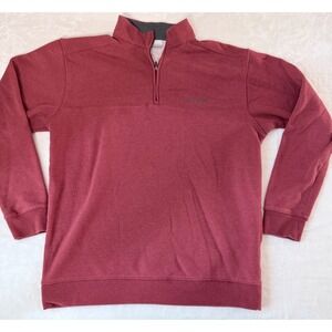 Columbia 1/4 Zip Fleece Pullover Mens Large Red Mock Neck Sweatshirt
